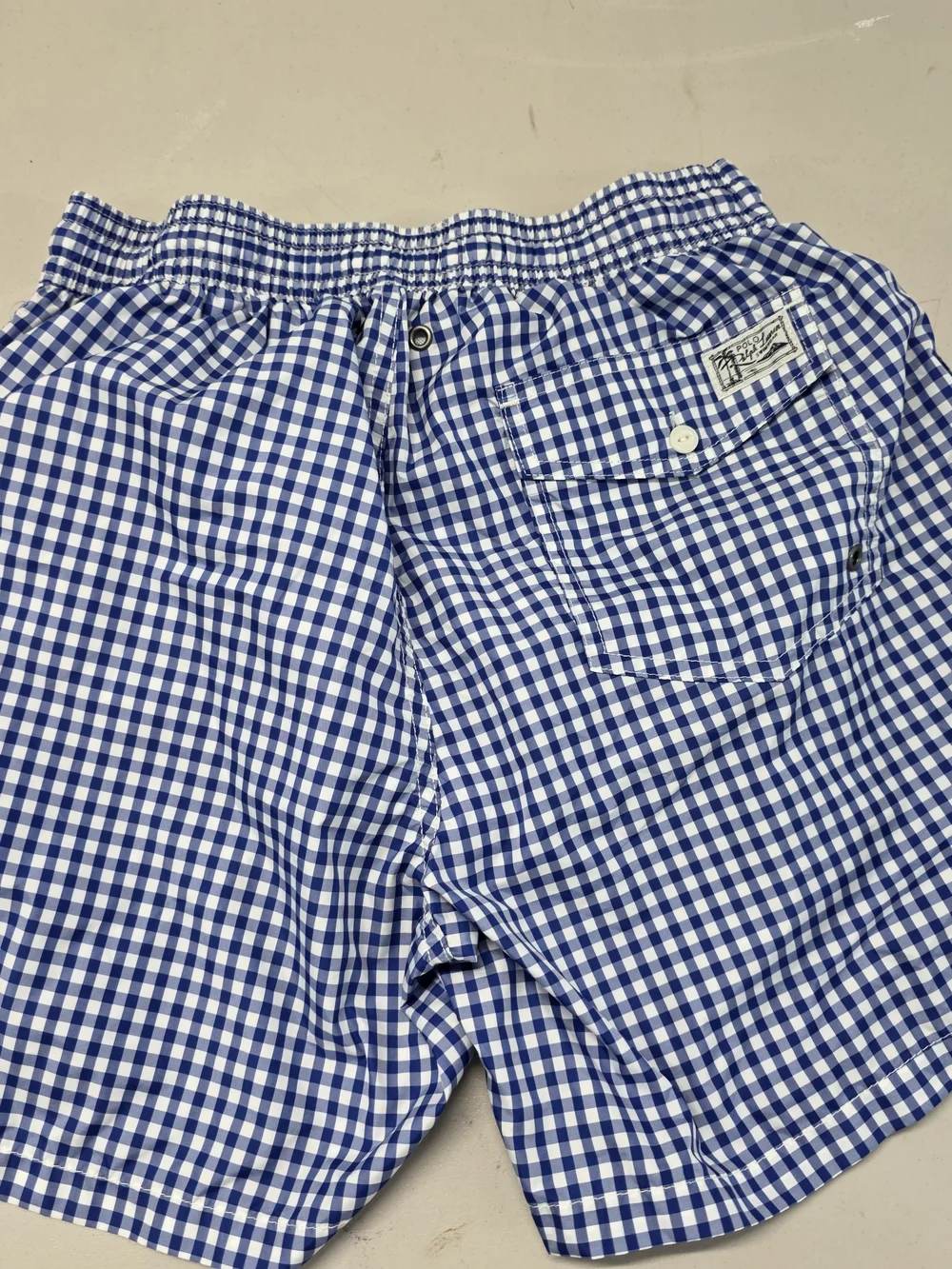 Polo Ralph Lauren Swimming Shorts Mesh Lined Blue Relaxed Gingham Men's Size Med